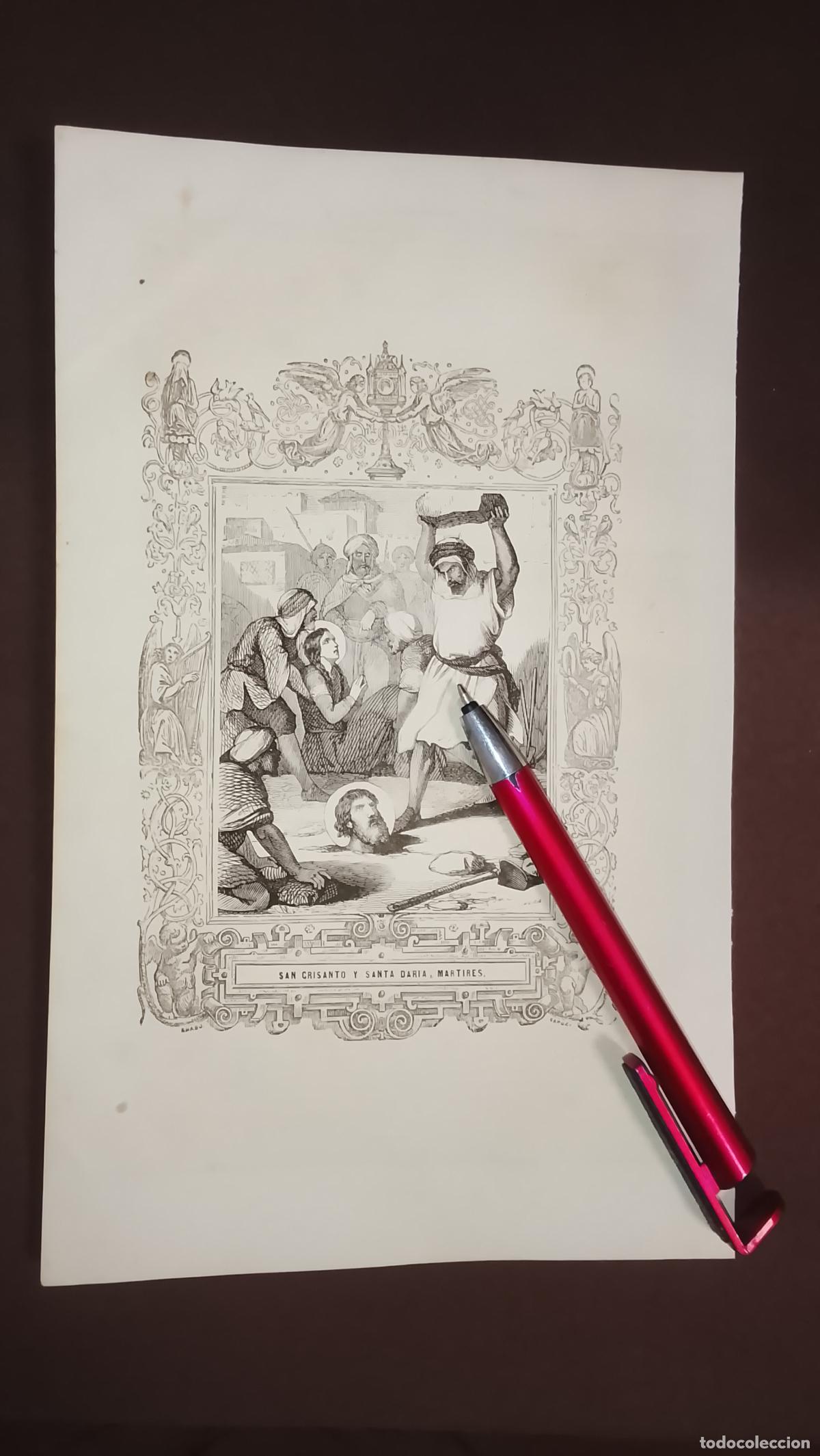 Arte: plancha Grabado LITOGRAFICO del a&ntilde;o 1849 - SAN CRISANTO Y SANTA DARIA