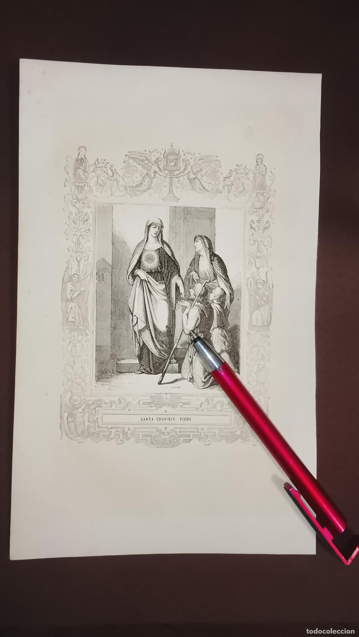 Arte: plancha Grabado LITOGRAFICO del a&ntilde;o 1849 - SAN EDUVIGIS VIUDA