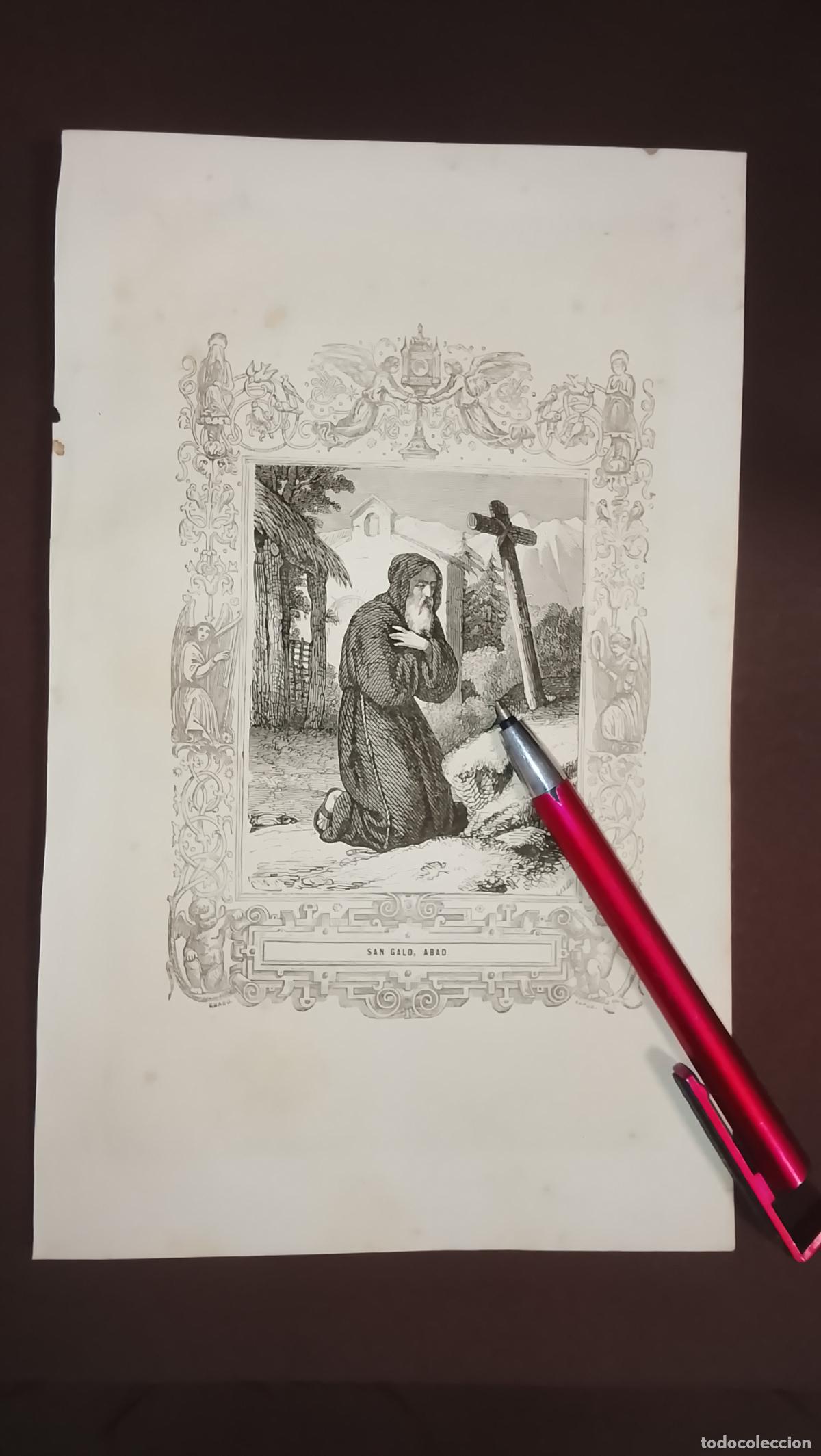 Arte: plancha Grabado LITOGRAFICO del a&ntilde;o 1849 - SAN GALO ABAD
