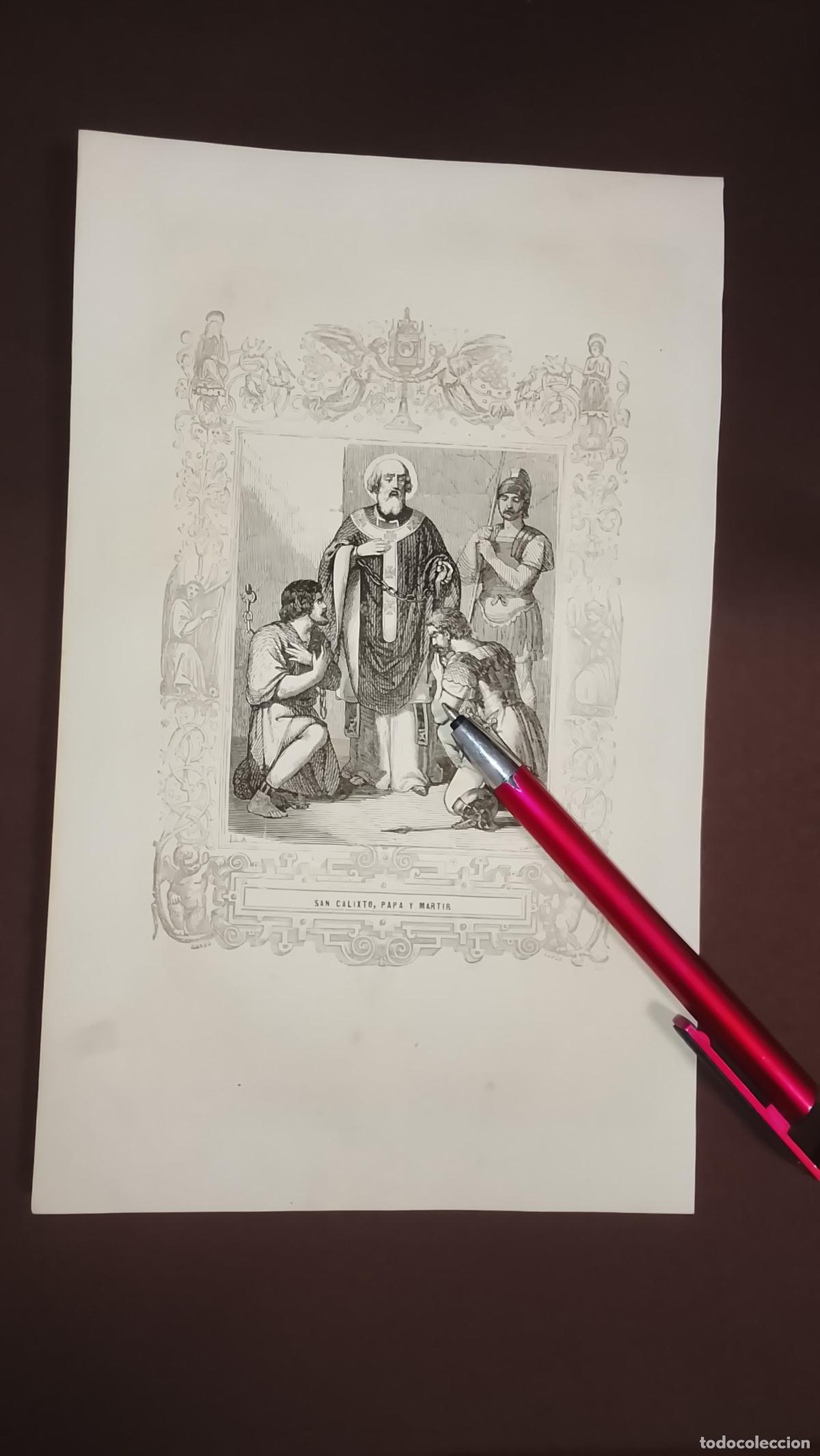 Arte: plancha Grabado LITOGRAFICO del a&ntilde;o 1849 - SAN CALIXTO PAPA Y MARTIR