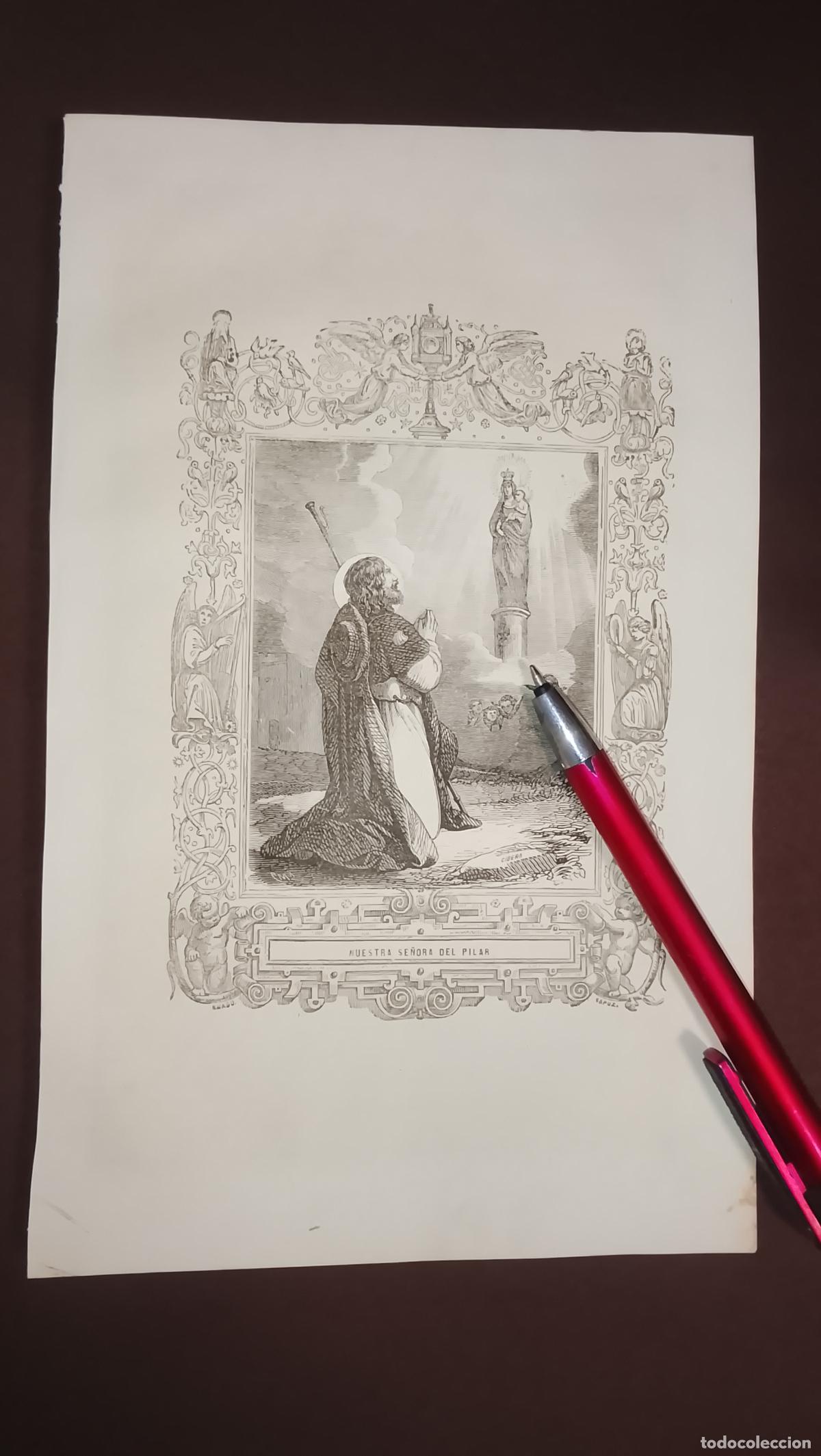 Arte: plancha Grabado LITOGRAFICO del a&ntilde;o 1849 - SAN NUESTRA SE&Ntilde;ORA LA VIRGEN DEL PILAR