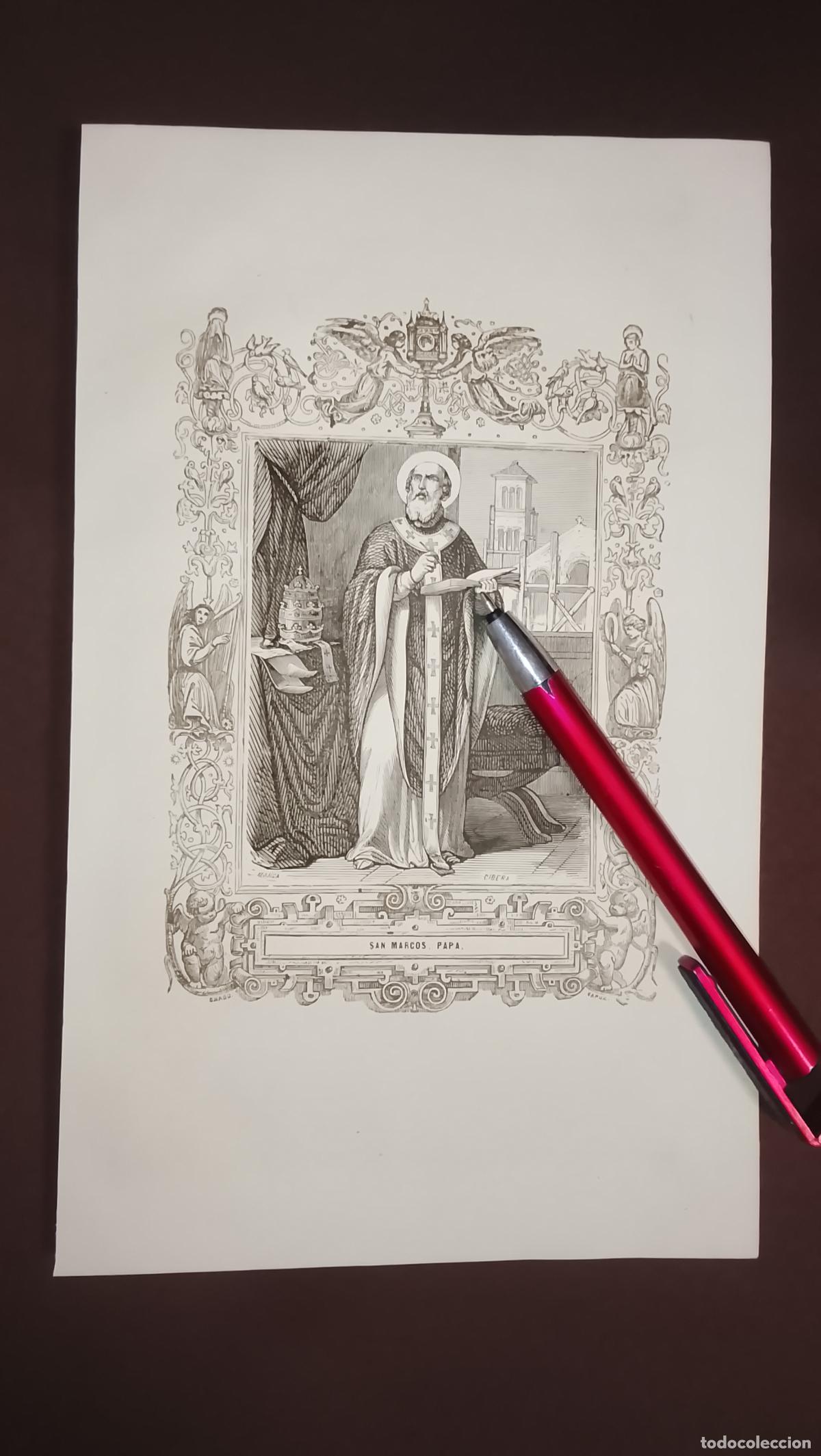 Arte: plancha Grabado LITOGRAFICO del a&ntilde;o 1849 - SAN MARCOS PAPA