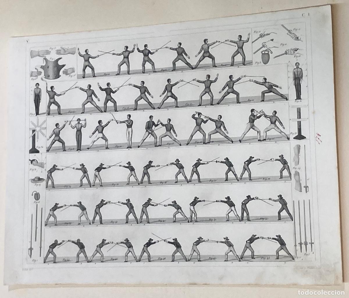 Art: A&Ntilde;O 1849 SIGLO XIX - ANTIGUO GRABADO ALEMAN DE ESGRIMA CON 48 FIGURAS