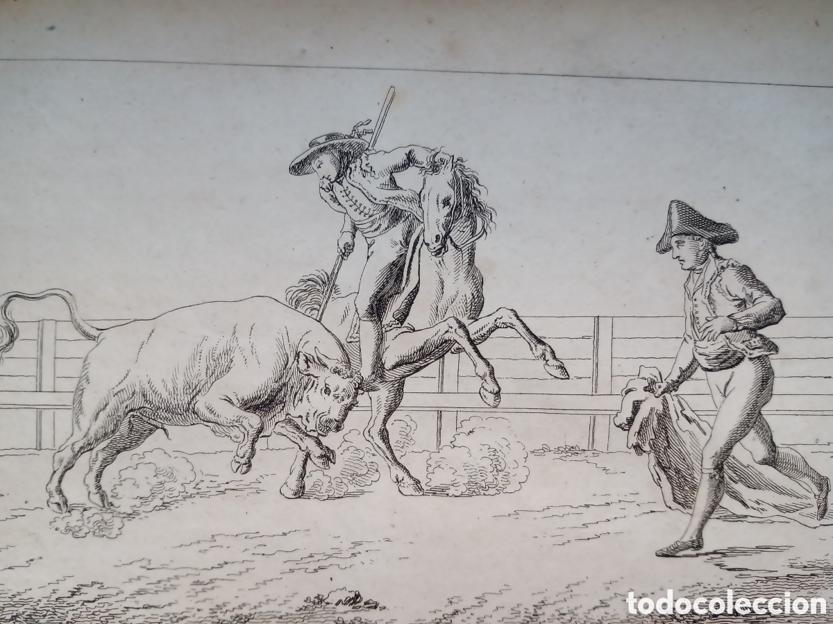 Arte: Grabado aleman tauromaquia Das Stiergefechte in Spanien Calcograf&iacute;a taurina