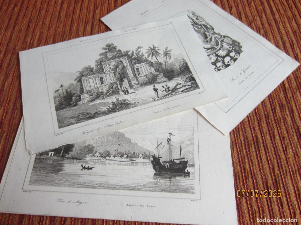 Arte: 1838- 4 GRABADOS DE MALASIA. ORIGINALES. UNIVERSO PINTORESCO