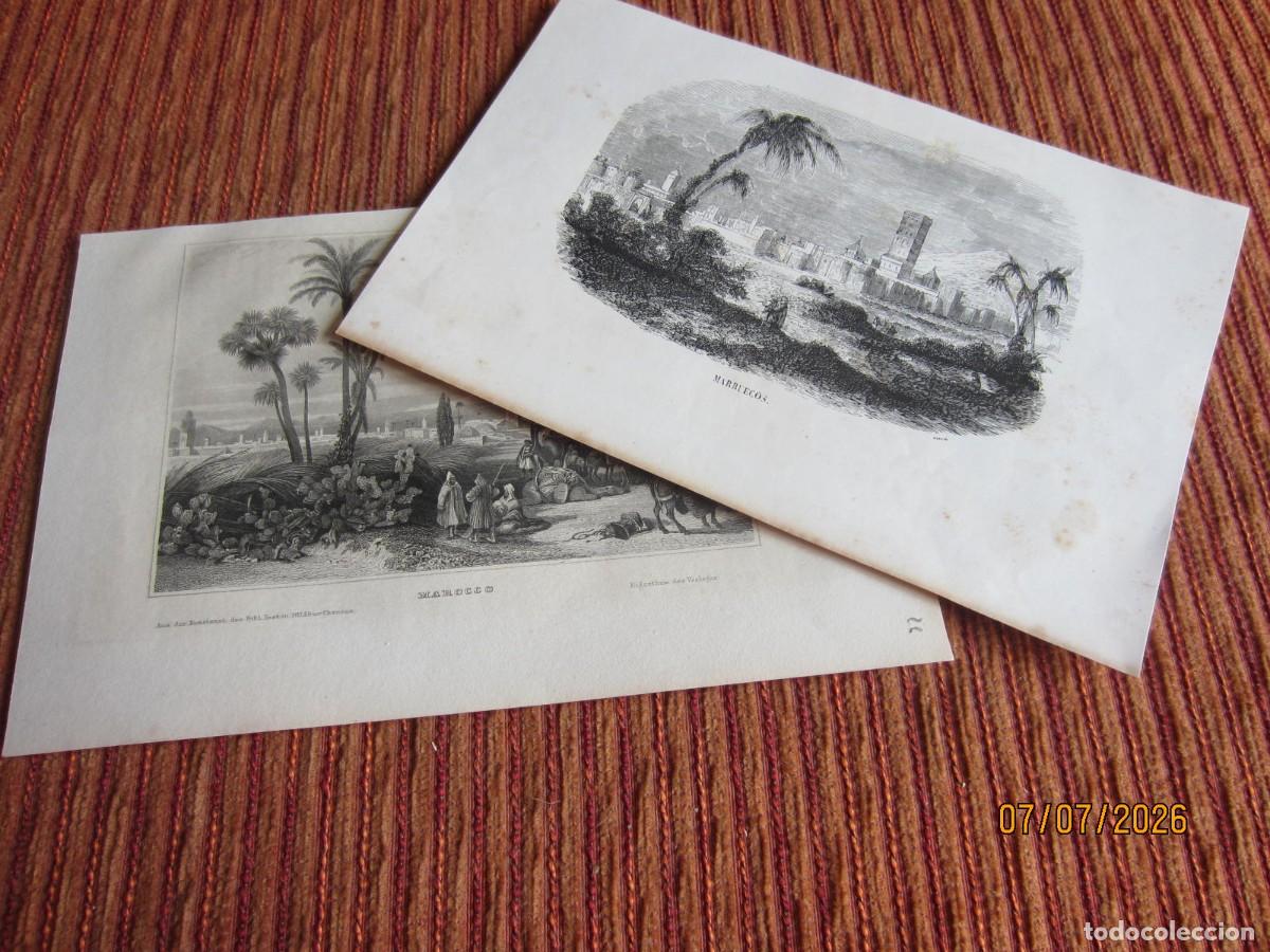 Arte: 2 GRABADOS DE MARRUECOS DE 1855 Y 1860. ORIGINALES.