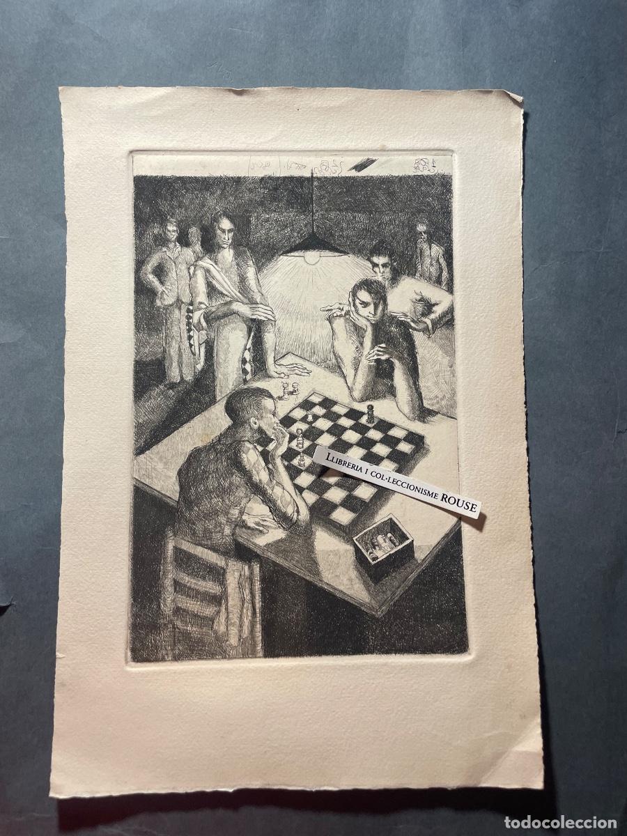 Arte: AJEDREZ - ANTIGUO GRABADO PUNTA SECA - JUGADORES DE AJRDREZ - DESCONOCEMOS EL AUTOR . PRUEBA DE