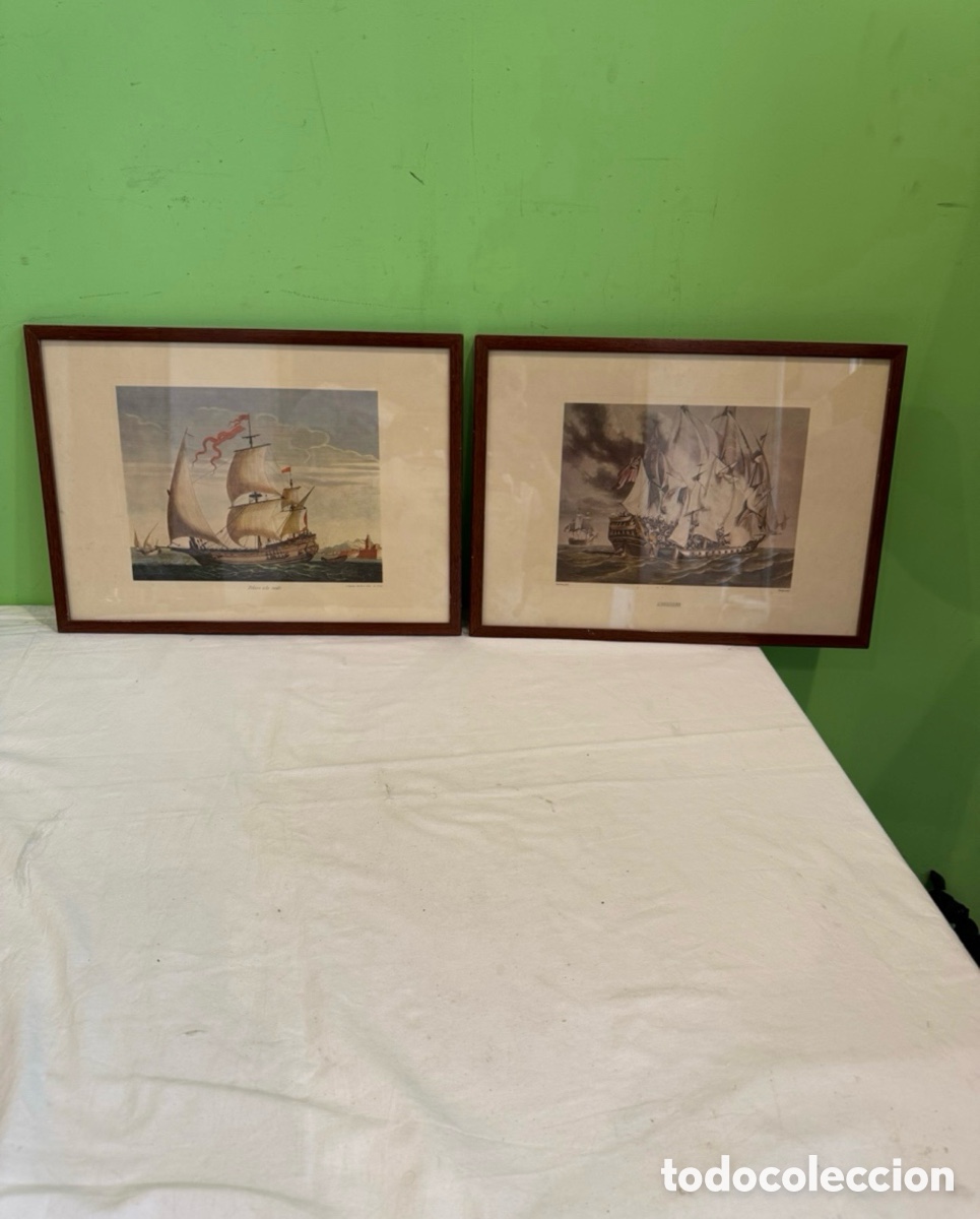 Arte: Pareja Grabados Navales Enmarcados Marina &rdquo;Polacre &agrave; la Voile&rdquo; y &rdquo;Abordage&rdquo;