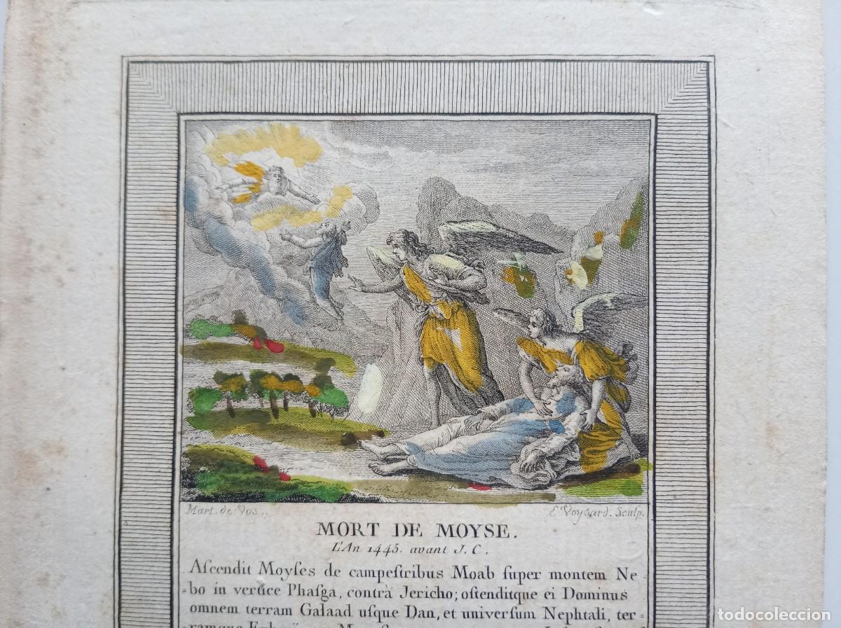 Arte: GRABADO B&Iacute;BLICO ILUMINADO A MANO. FINALES DEL SIGLO XVIII. 22 X 14 CM.