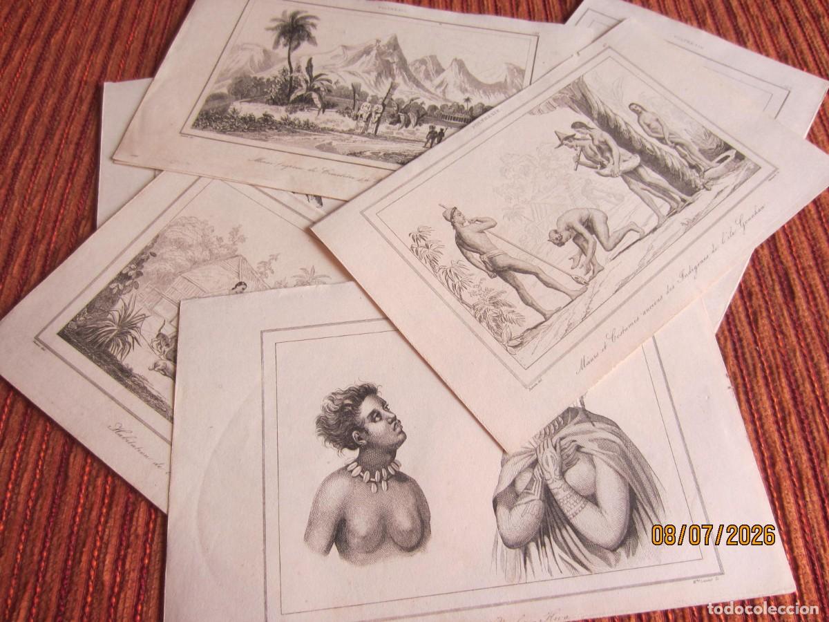 Arte: 1835- 7 GRABADOS DE POLINESIA. ORIGINALES. UNIVERSO PINTORESCO. L-3