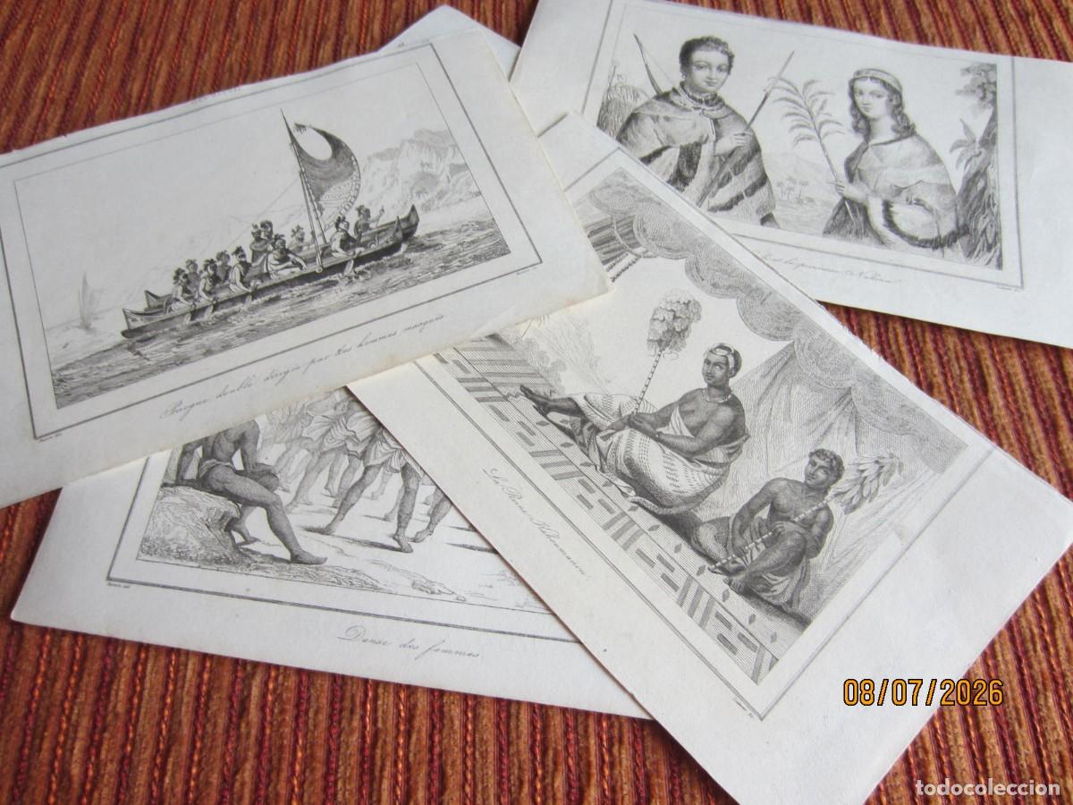 Arte: 1835- 5 GRABADOS DE ISLAS HAWAI. POLINESIA. ORIGINALES. UNIVERSO PINTORESCO.