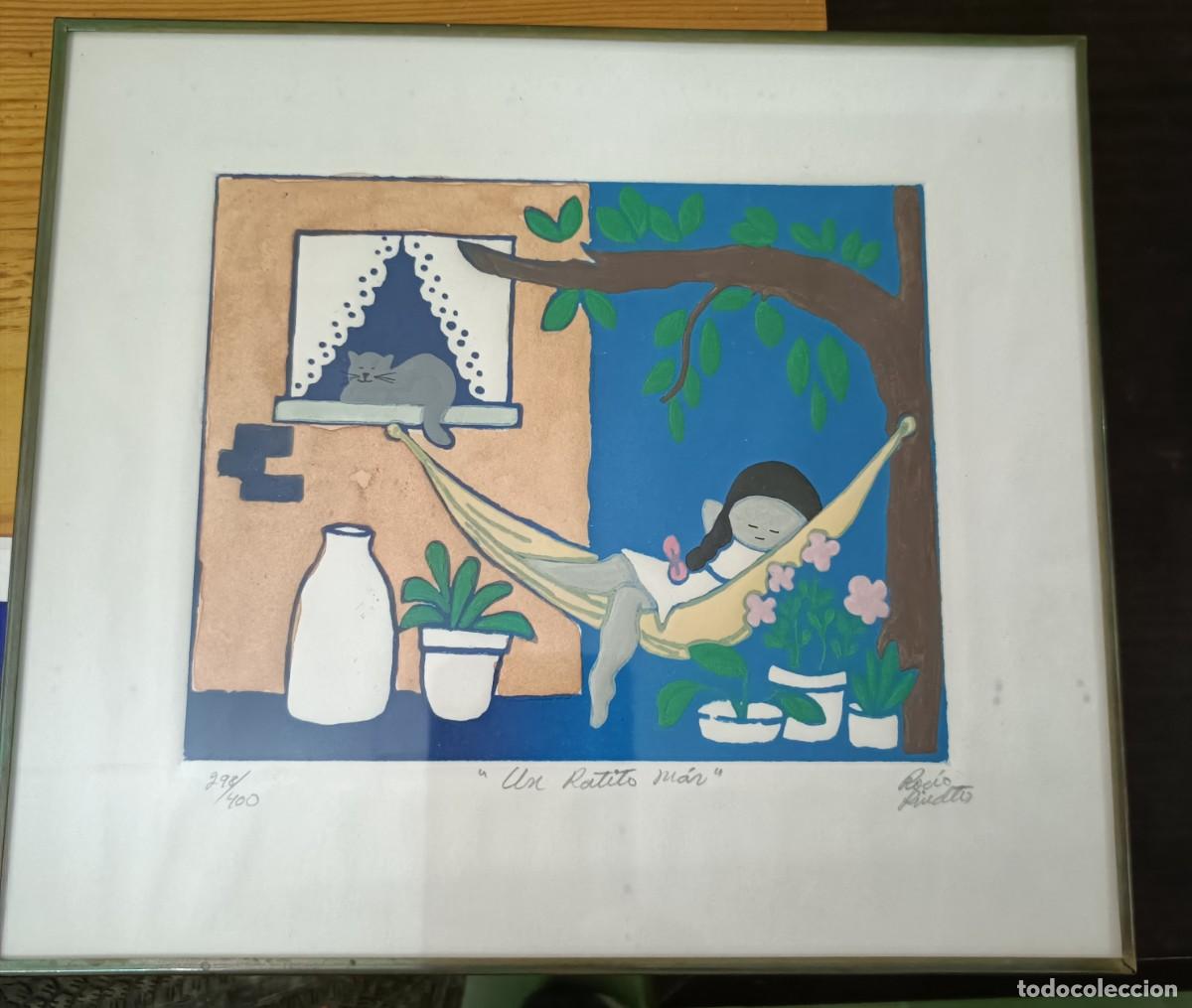Arte: CUADRO ROCIO PINDTER - GRABADO EN ZINC COLOREADO A MANO