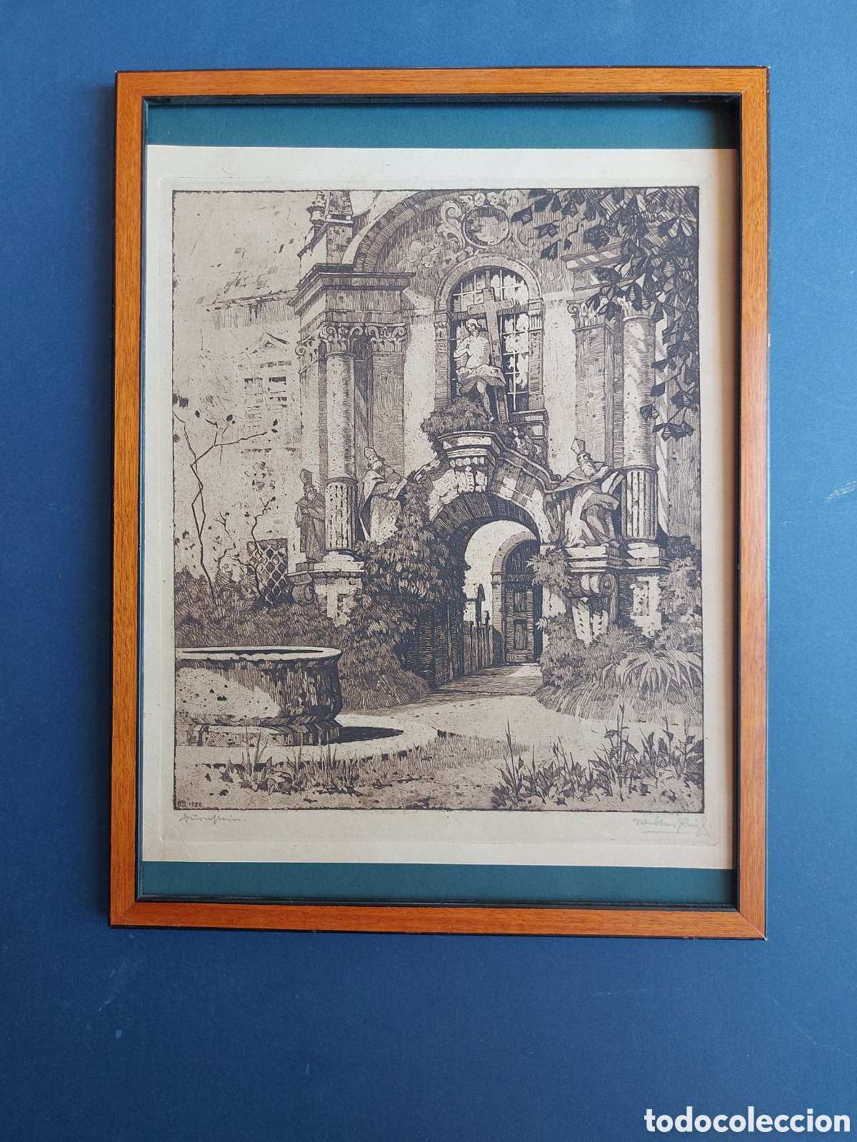 Arte: VISTA DE LA PUERTA DE HEIDELBERG GRABADO 1920