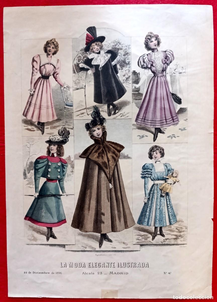 Arte: A&ntilde;o 1896 - La moda elegante ilustrada - Figurin antiguo - Litografia
