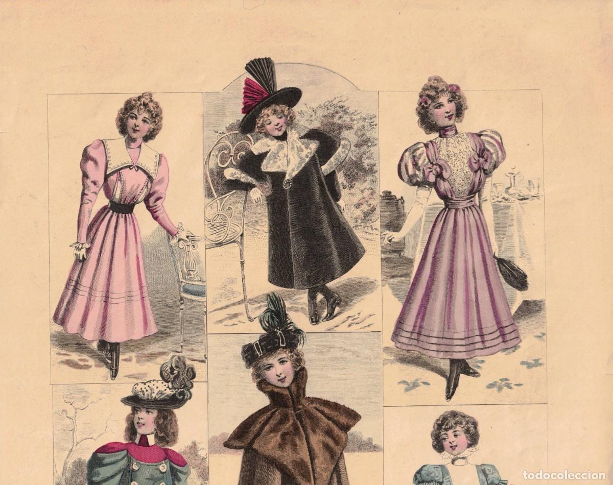 Arte: A&ntilde;o 1896 - La moda elegante ilustrada - Figurin antiguo - Litografia