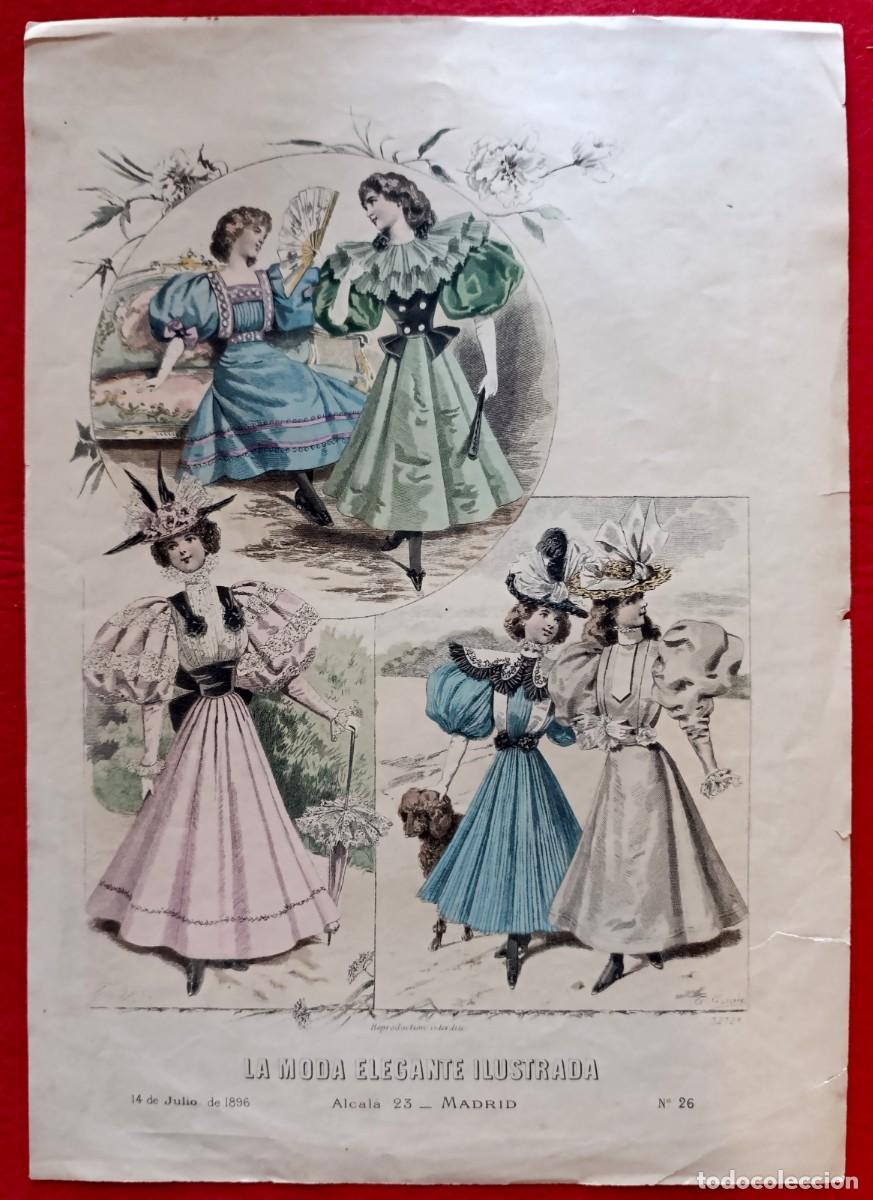 Arte: A&ntilde;o 1896 - La moda elegante ilustrada - Figurin antiguo - Litografia