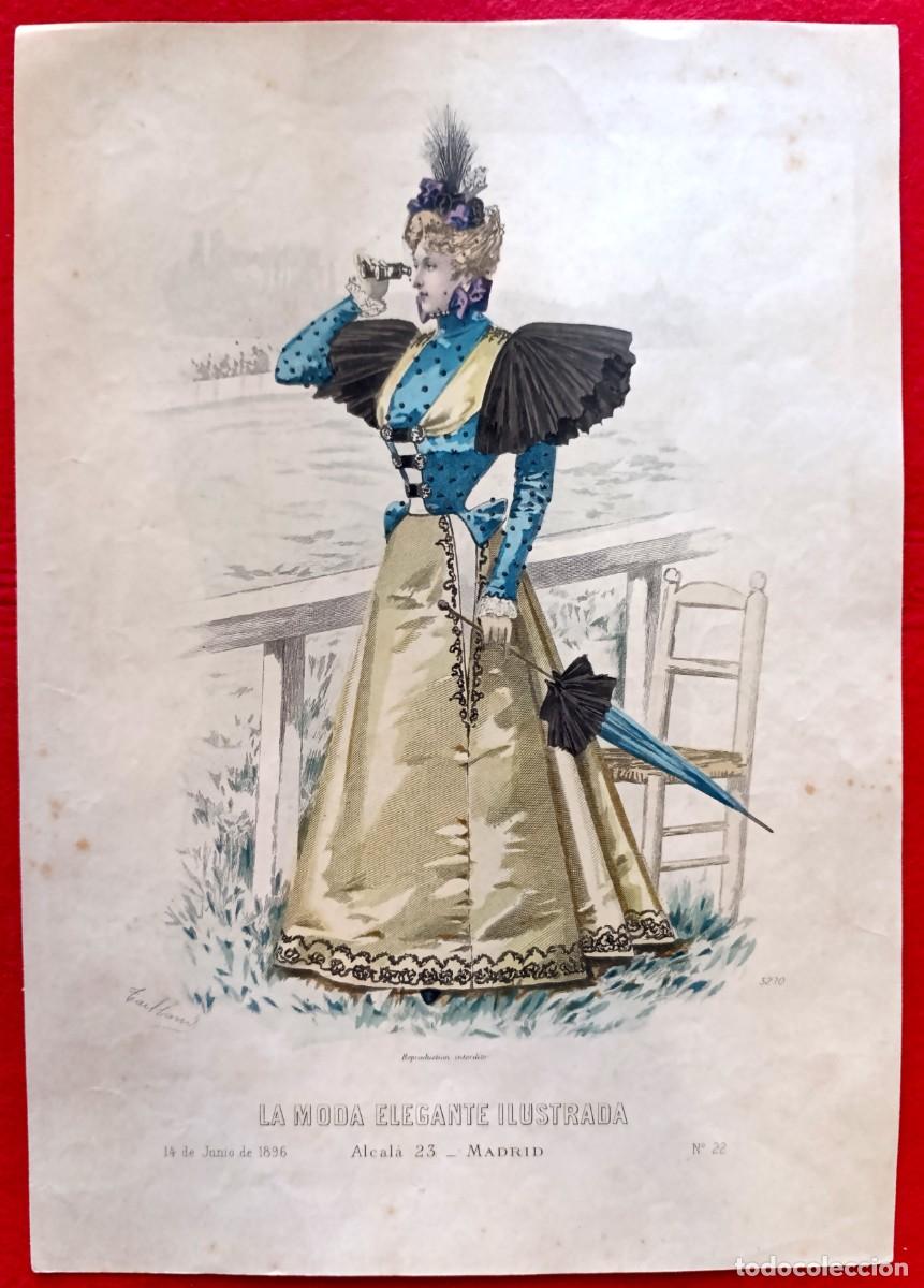 Arte: A&ntilde;o 1896 - La moda elegante ilustrada - Figurin antiguo - Litografia