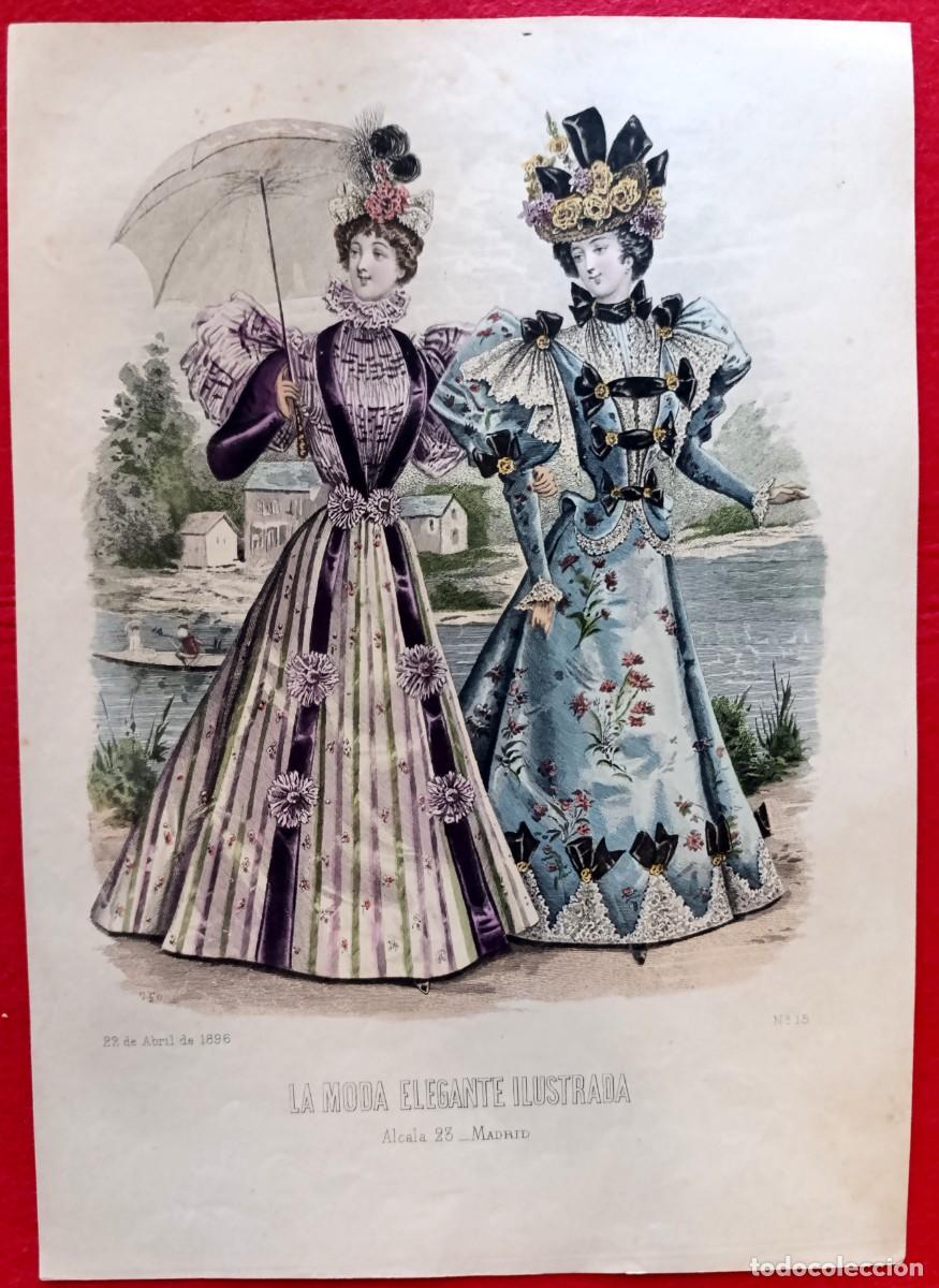 Arte: A&ntilde;o 1896 - La moda elegante ilustrada - Figurin antiguo - Litografia