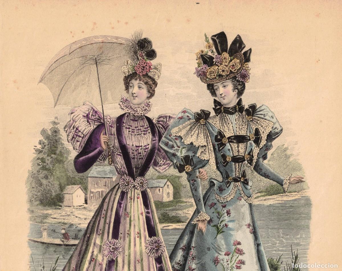 Arte: A&ntilde;o 1896 - La moda elegante ilustrada - Figurin antiguo - Litografia