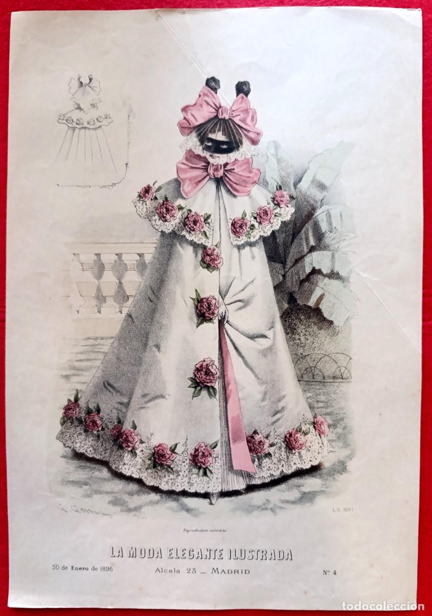 Arte: A&ntilde;o 1896 - La moda elegante ilustrada - Figurin antiguo - Litografia