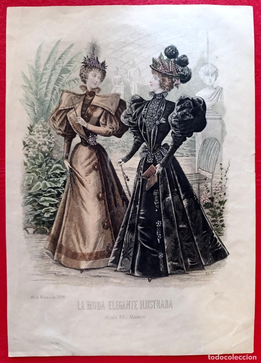 Art: A&ntilde;o 1896 - La moda elegante ilustrada - Figurin antiguo - Litografia