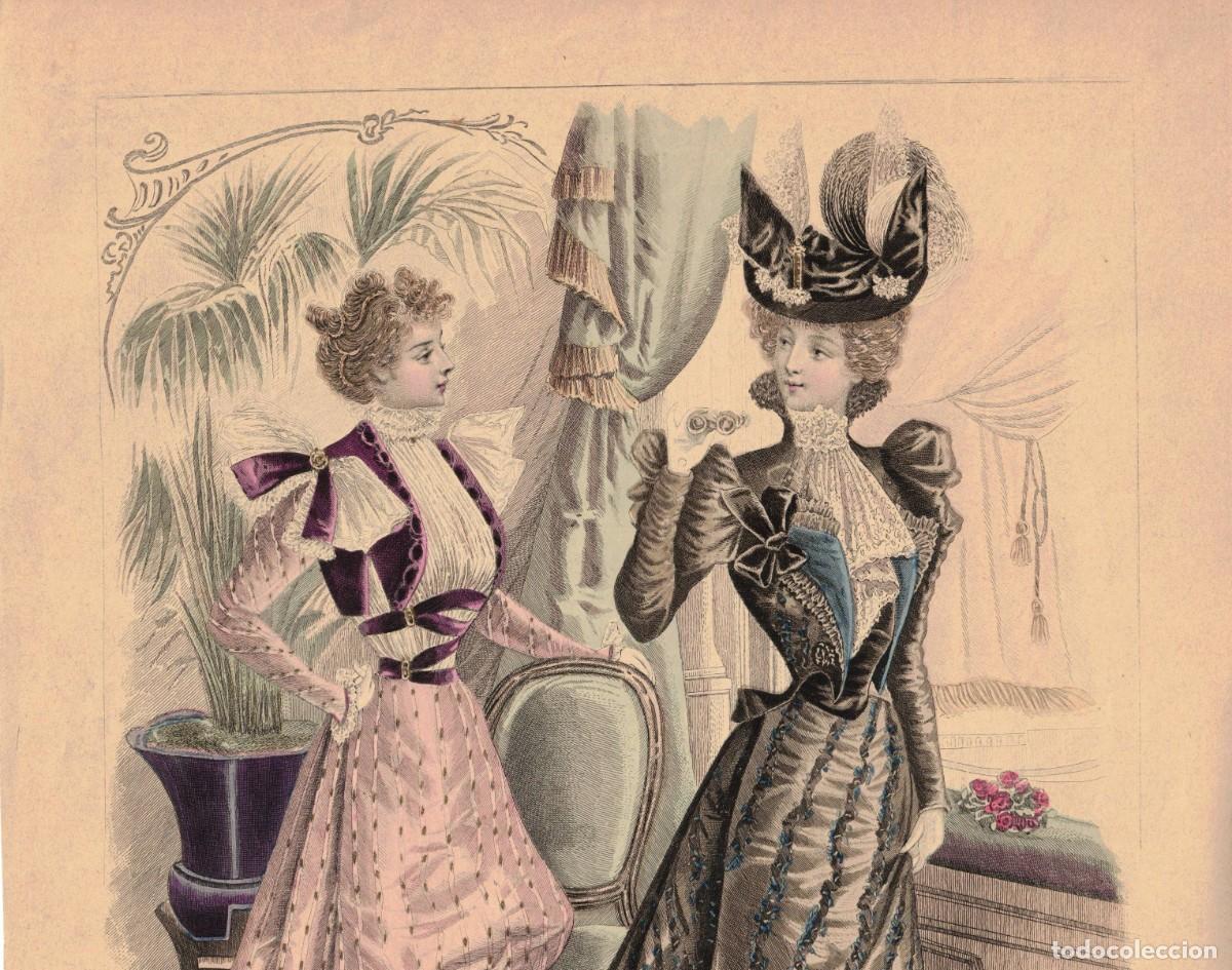 Arte: A&ntilde;o 1896 - La moda elegante ilustrada - Figurin antiguo - Litografia