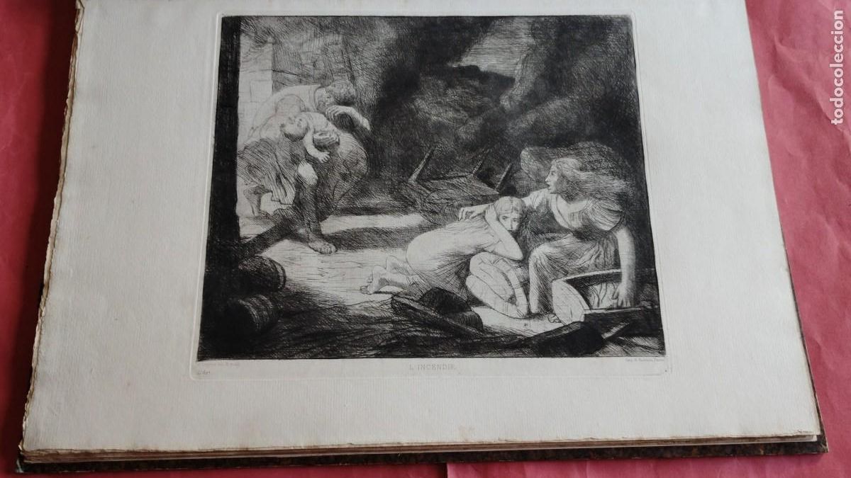 Arte: A. LEGROS.-PINTOR.-L'INCENDIE.-AGUAFUERTE.-L'ART.-GRABADO.-SIGLO XIX.