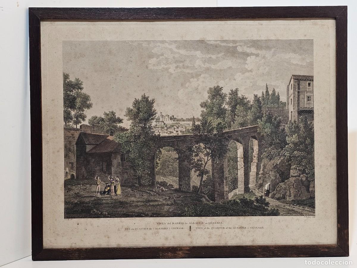 Arte: GRABADO SIGLO XIX, VISTA BARRIO DE ALBAYZIN EN GRANADA, (52X40)