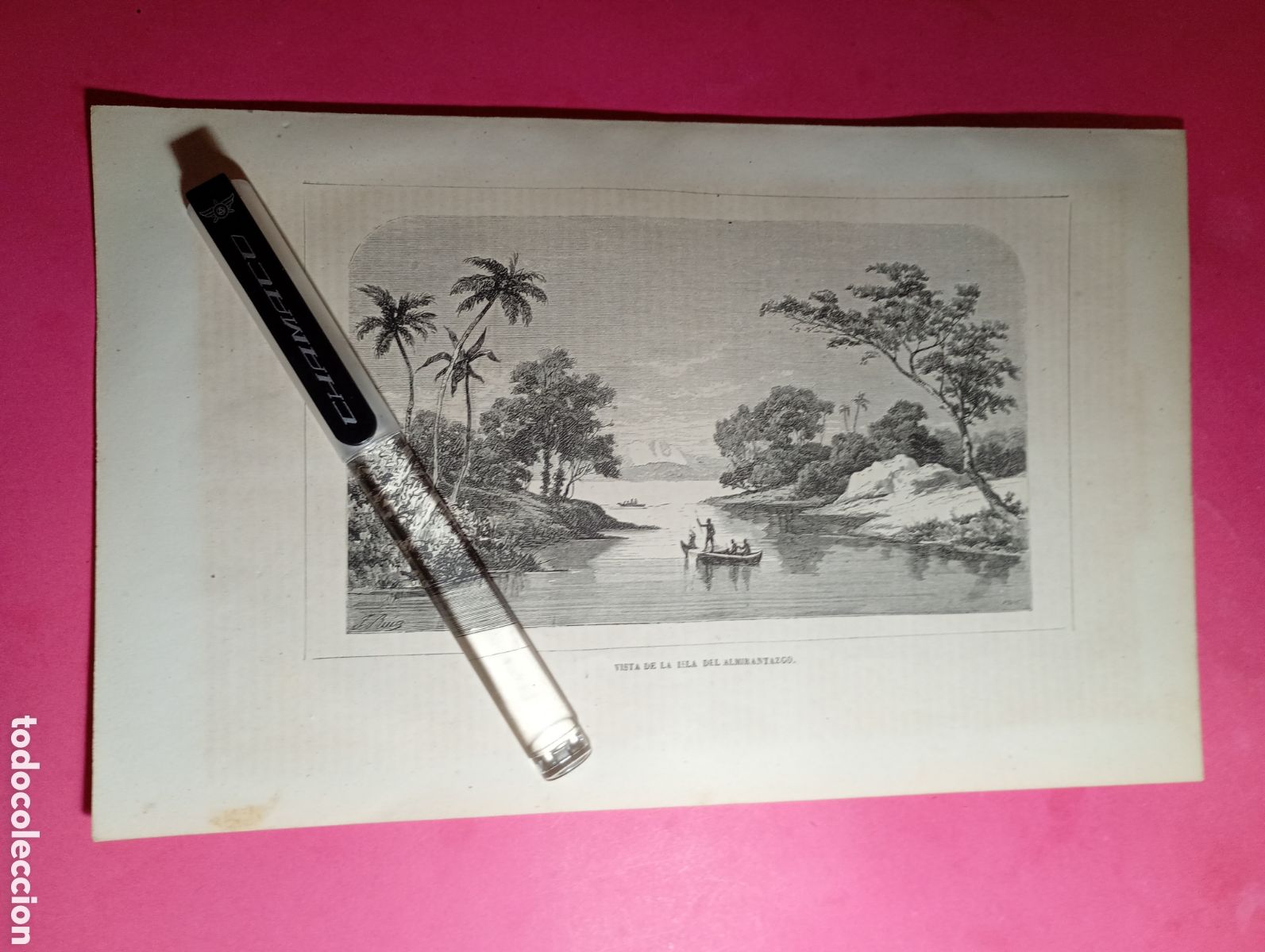 Arte: PAPUA NUEVA GUINEA ANTIIGUO GRABADO XIX PRINCIPIOS XX VISTA DE LA ISLA DEL ALMIRANTAZGO