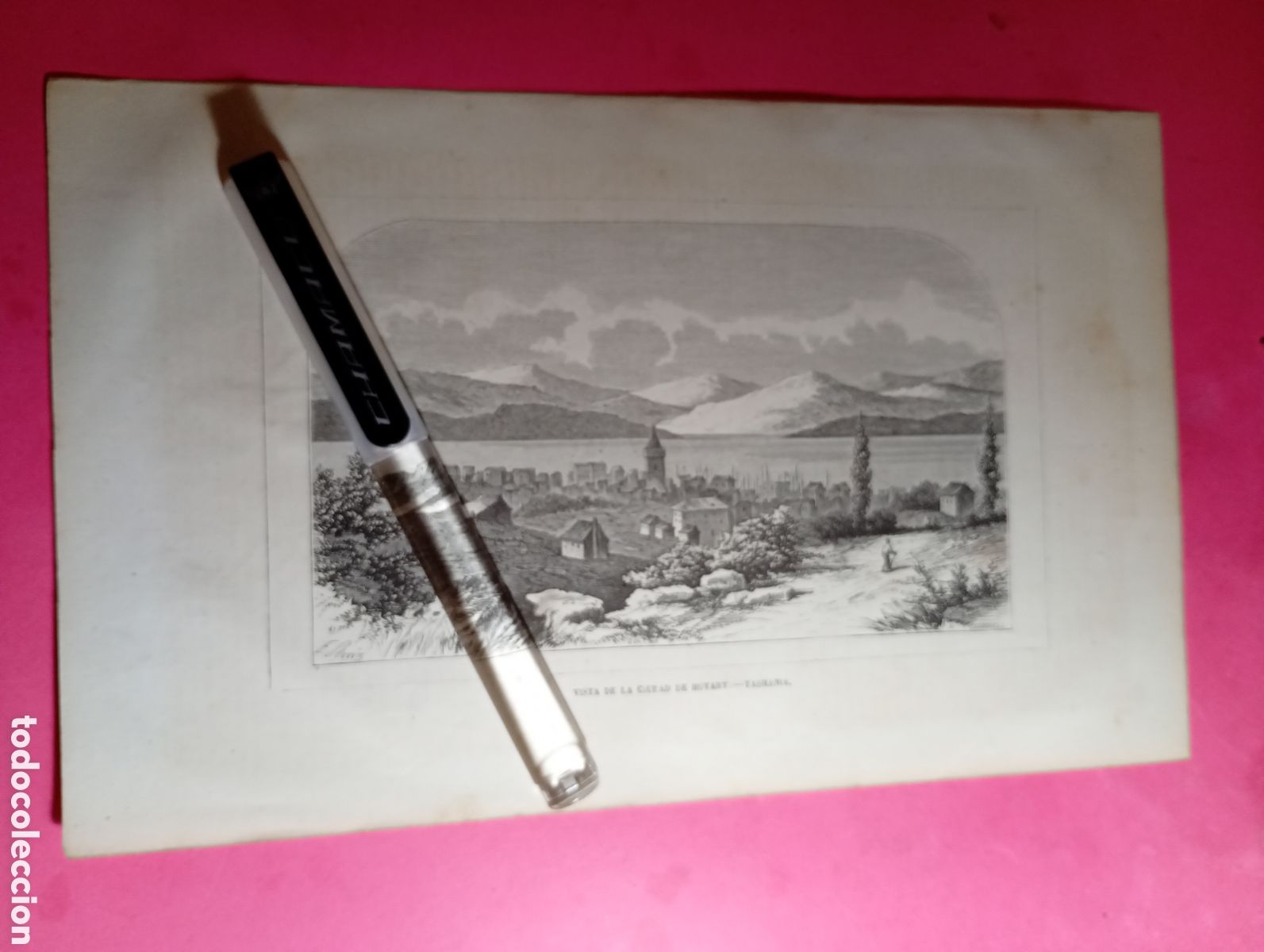Arte: TASMANIA ANTIGUO GRABADO S. XIX PRINCIPIO XX VISTA DE LA CIUDAD DE HOVARTHOY HOBART