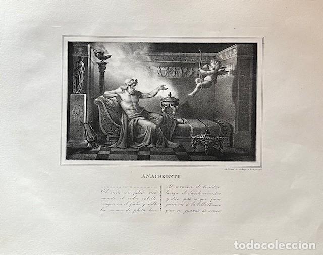Arte: GRABADO LITOGRAFICO S. XIX DE ANACREONTE