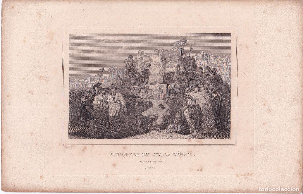 Arte: GRABADO EXEQUIAS DE JULIO C&Eacute;SAR - A. ROCA (GASPAR Y ROIG ED., c.1850)