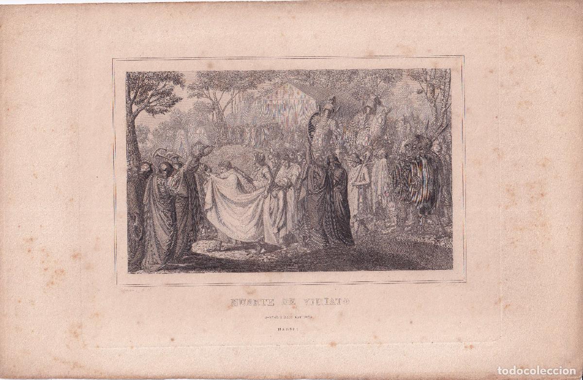 Arte: GRABADO MUERTE DE VIRIATO - A. ROCA (GASPAR Y ROIG ED., c.1850)