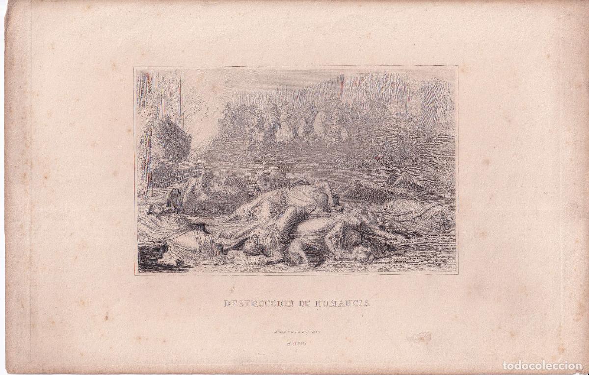 Arte: GRABADO DESTRUCCI&Oacute;N DE NUMANCIA - A. ROCA (GASPAR Y ROIG ED., c.1850)