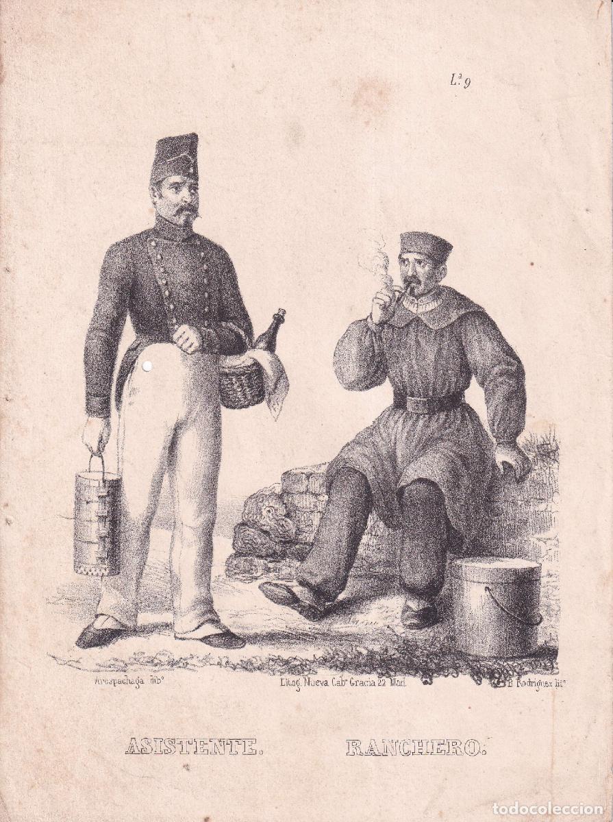 Arte: GRABADO ASISTENTE Y RANCHERO - ARESPACHAGA (c.1850)