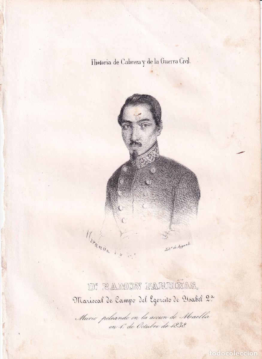 Arte: GRABADO MARISCAL RAM&Oacute;N PARDI&Ntilde;AS DEL EJ&Eacute;RCITO DE ISABEL II - MIRANDA (c.1850)
