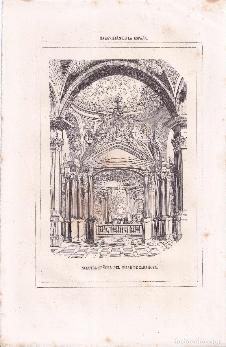 Arte: GRABADO NUESTRA SE&Ntilde;ORA DEL PILAR DE ZARAGOZA (c.1850)