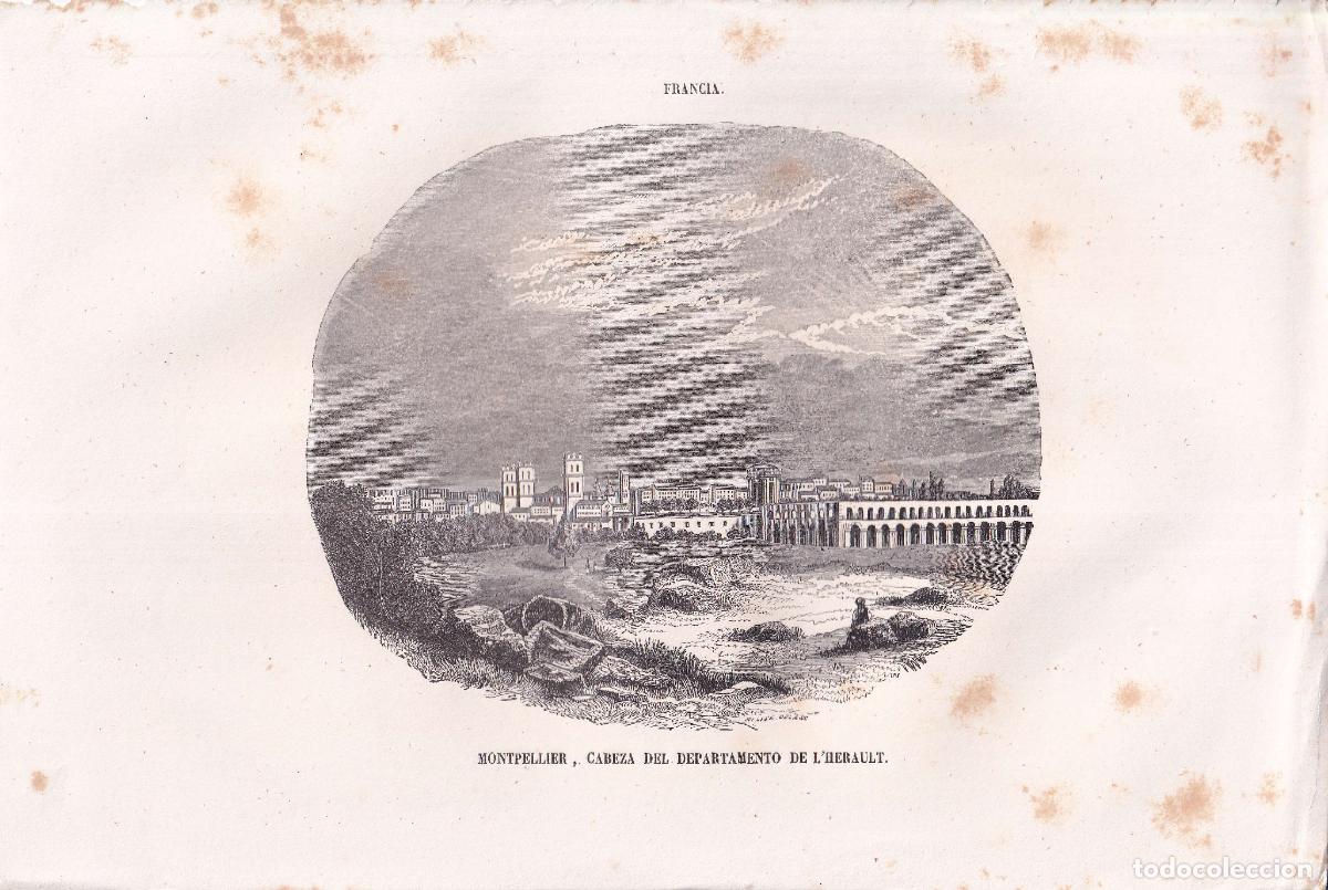Arte: GRABADO MONTPELLIER, CABEZA DEL DEPARTAMENTO DE L'HERAULT (c.1850)