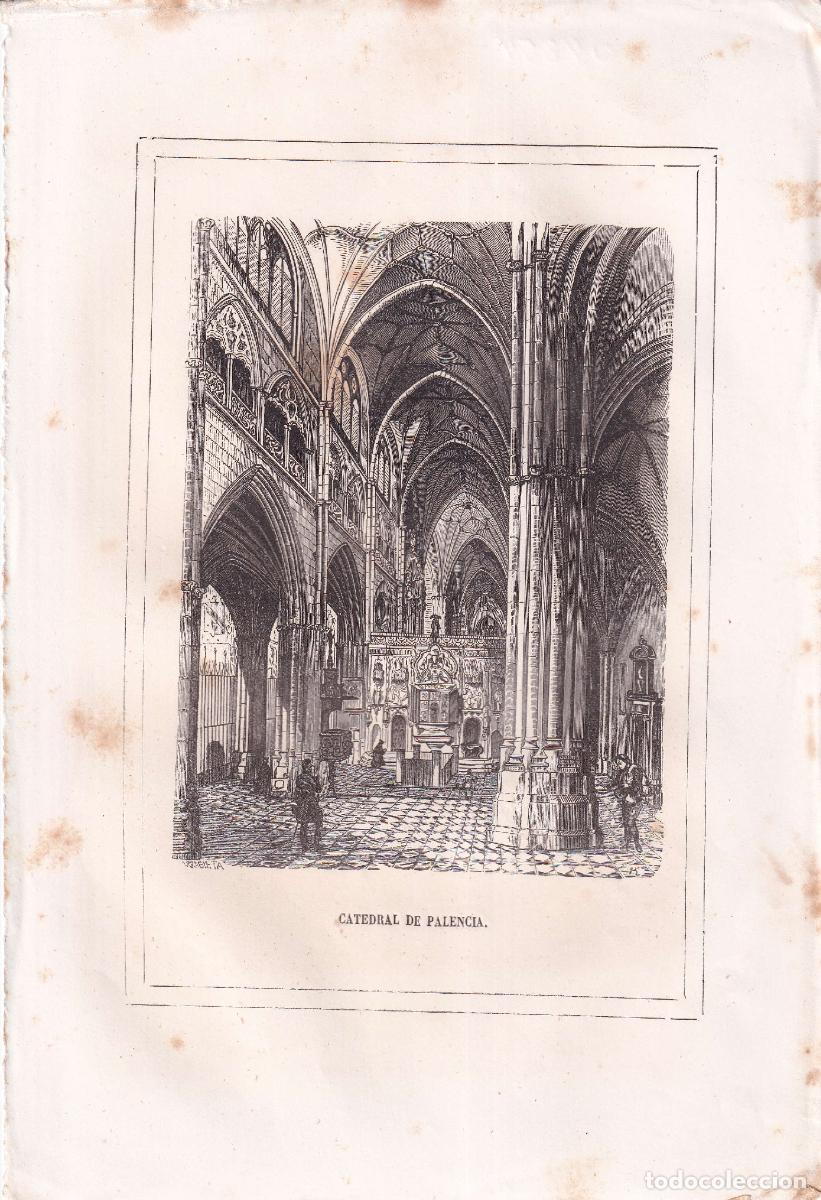 Arte: GRABADO CATEDRAL DE PALENCIA (c.1850)