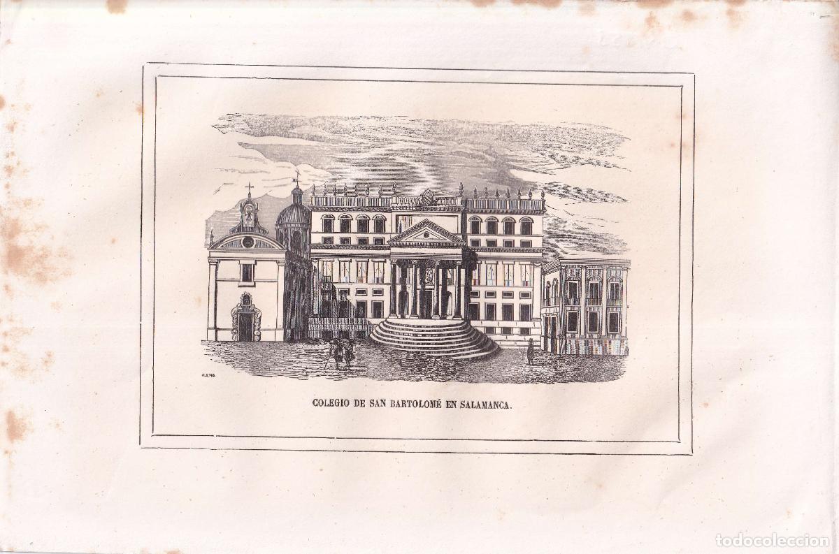 Arte: GRABADO COLEGIO DE SAN BARTOLOM&Eacute; EN SALAMANCA (c.1850)