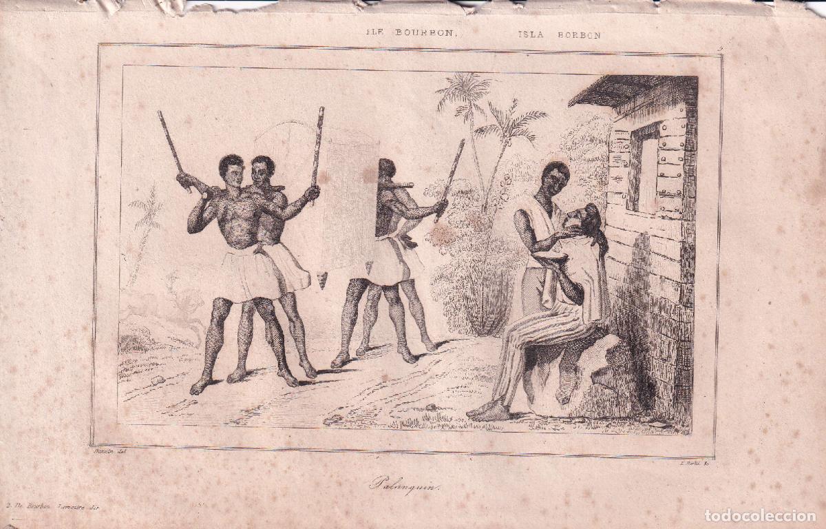 Arte: GRABADO ISLA BORB&Oacute;N - PALANQU&Iacute;N (c.1850) - Foto 1
