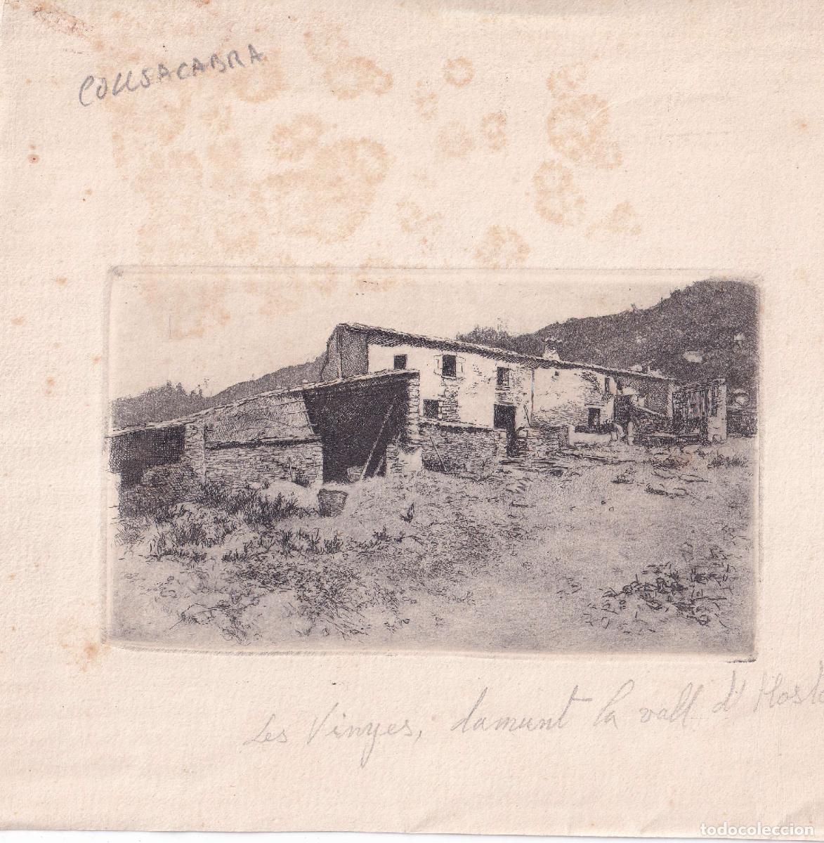 Arte: GRABADO COLLSACABRA - LES VINYES DAMUNT LA VALL D'HOSTOLES (c.1850)