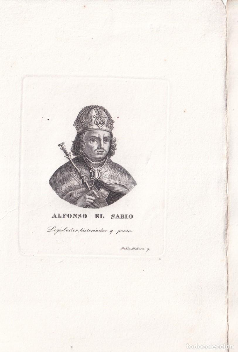 Arte: GRABADO ALFONSO EL SABIO (c.1850)