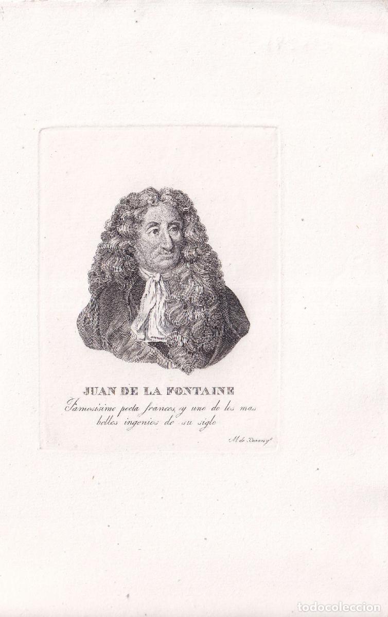 Arte: GRABADO JUAN DE LA FONTAINE (c.1850)