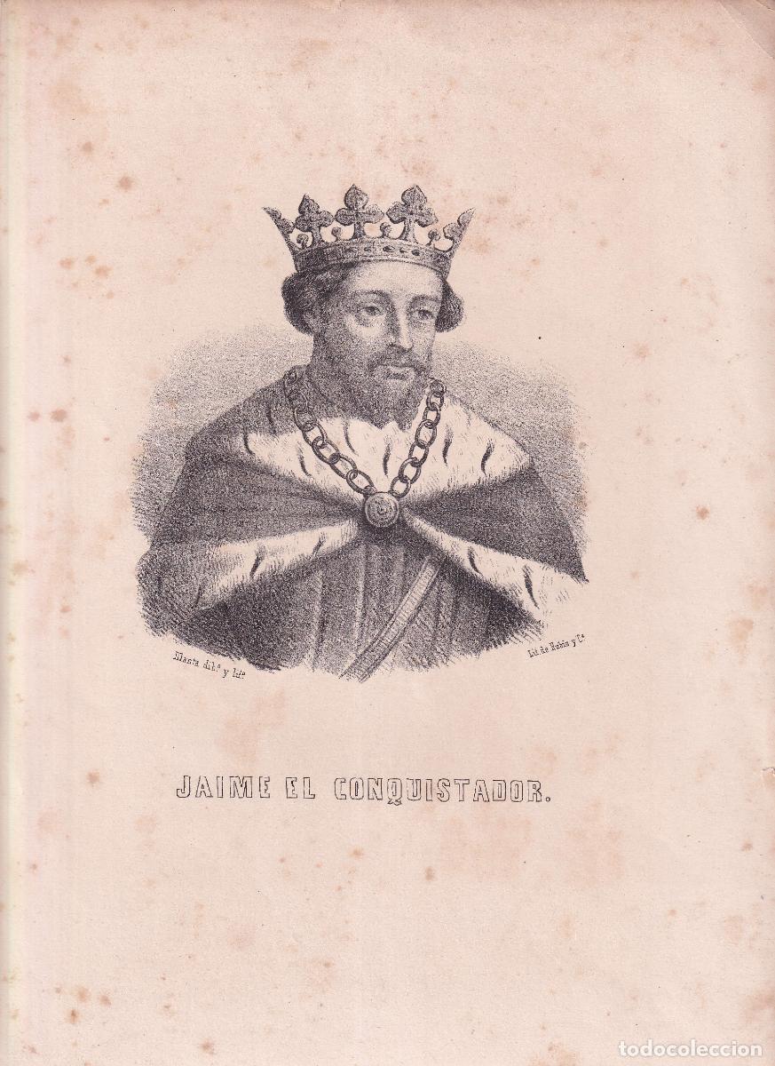 Arte: GRABADO JAIME EL CONQUISTADOR - MANTA (c.1850)