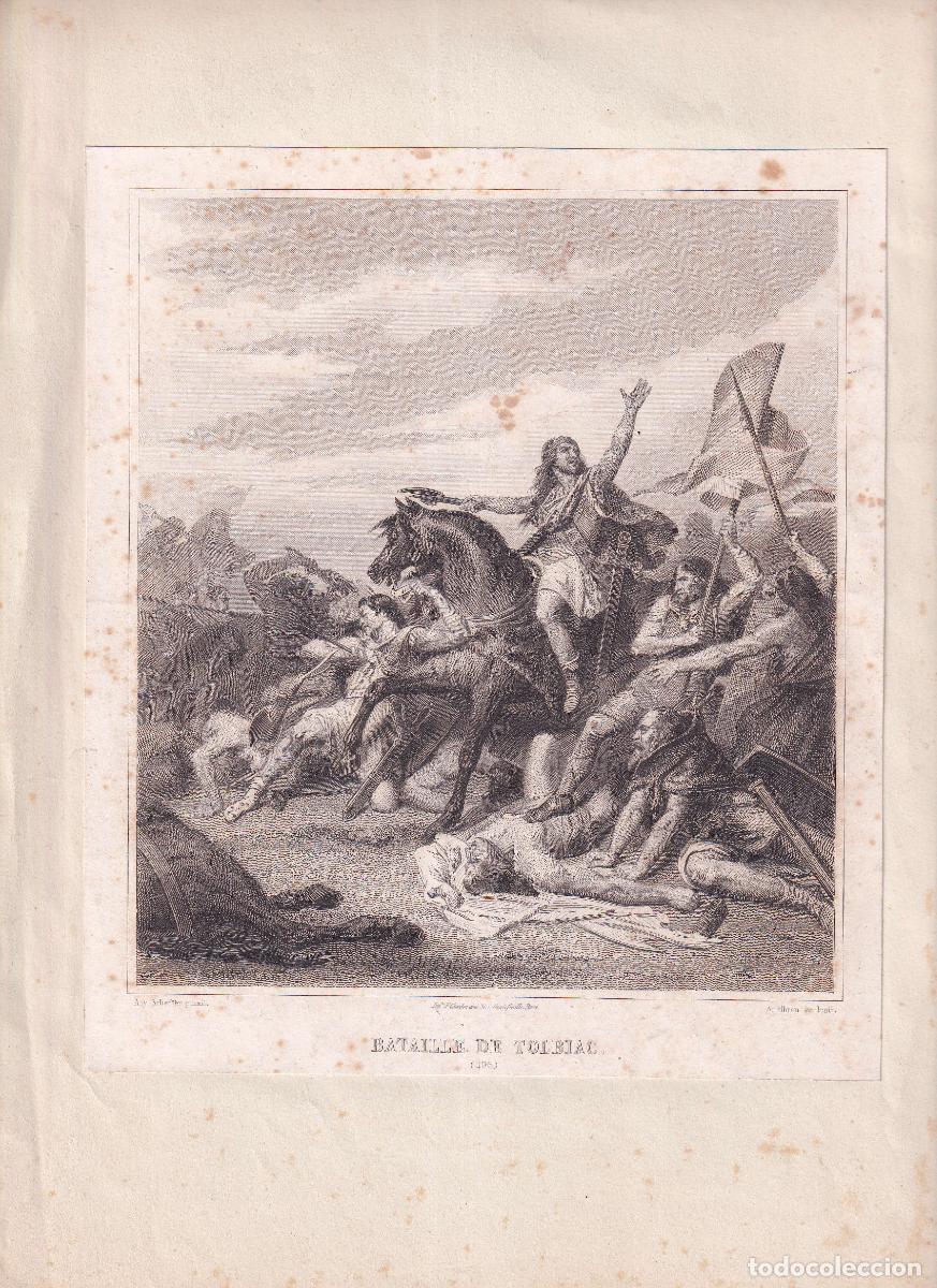Arte: GRABADO BATALLA DE TOLBIAC - ARY SCHEFFER (c.1850)