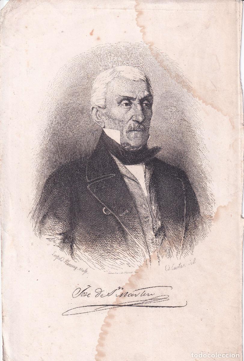 Arte: GRABADO JOS&Eacute; DE SAN MART&Iacute;N - LEOPOLD FLAMENG (c.1850)