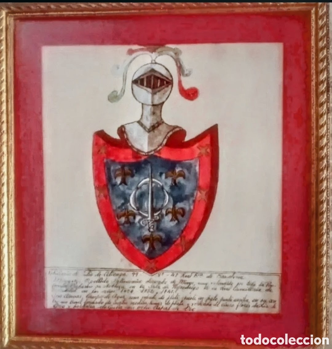 Arte: Escudo her&aacute;ldico pintado a mano, a&ntilde;os 50/60.