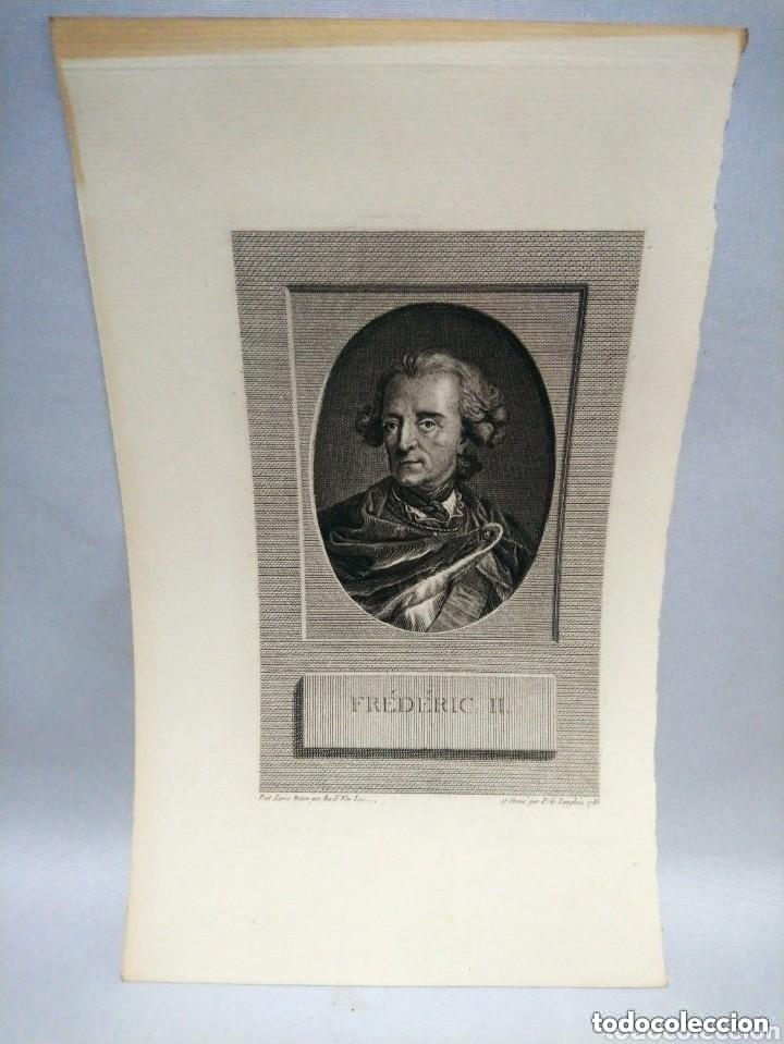 Art: Grabado al acero de FR&Eacute;D&Eacute;RIC II. El Grande. Rey de Prusia. Grabado por P.G. Langlois. 1785
