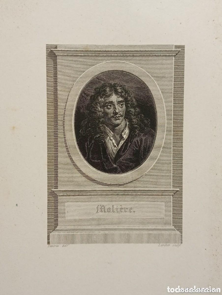 Arte: MOLI&Egrave;RE, JEAN-BAPTISTE POQUELIN. DEVERIA. GRABADO POR LARCHER. 1850